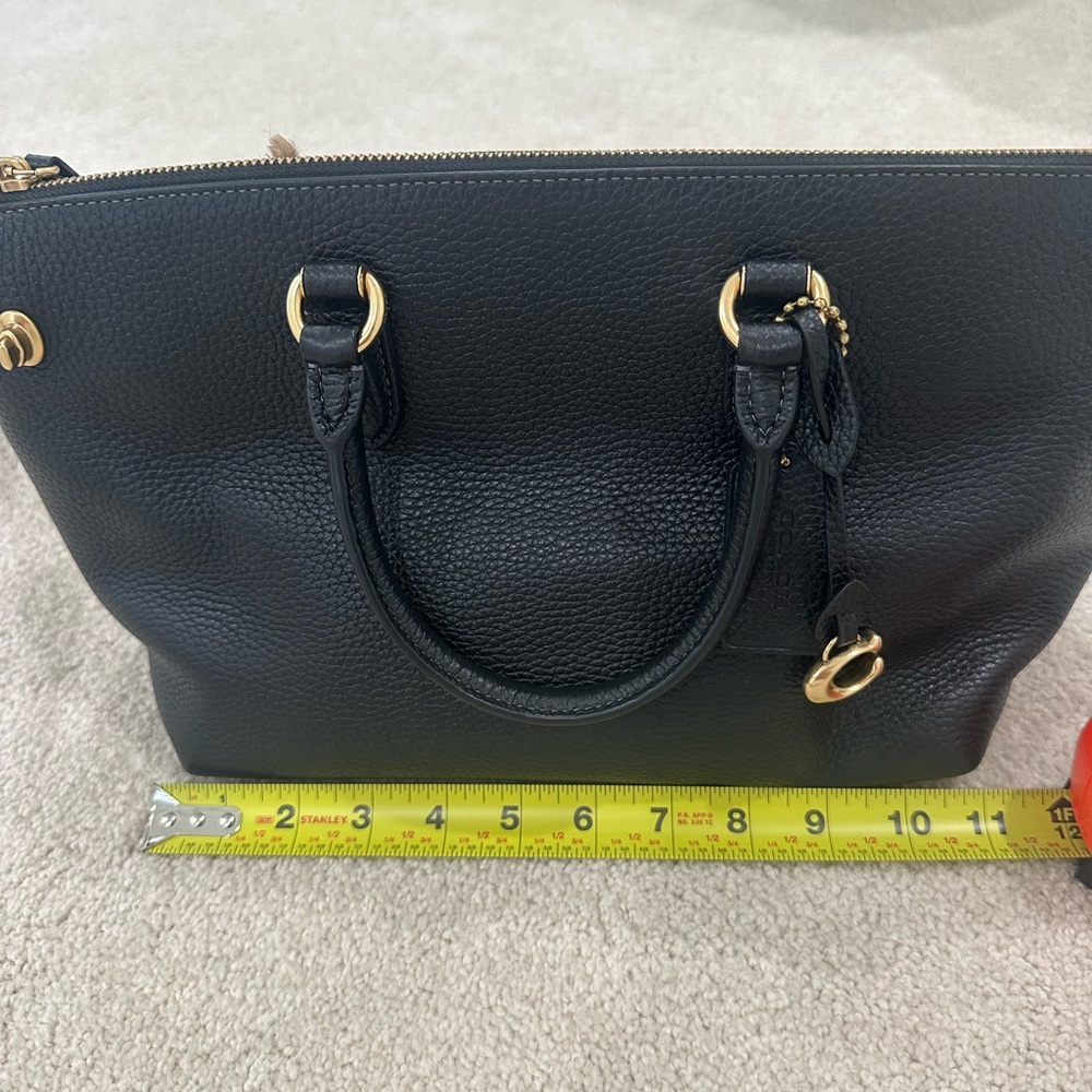 Coach Black Leather Satchel with Gold Accents - Picture 7 of 8